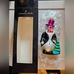 Christopher Radko SNOW GENT Top Hat Tuxedo Snowman Glass Ornament 97-242-0 VGUC
